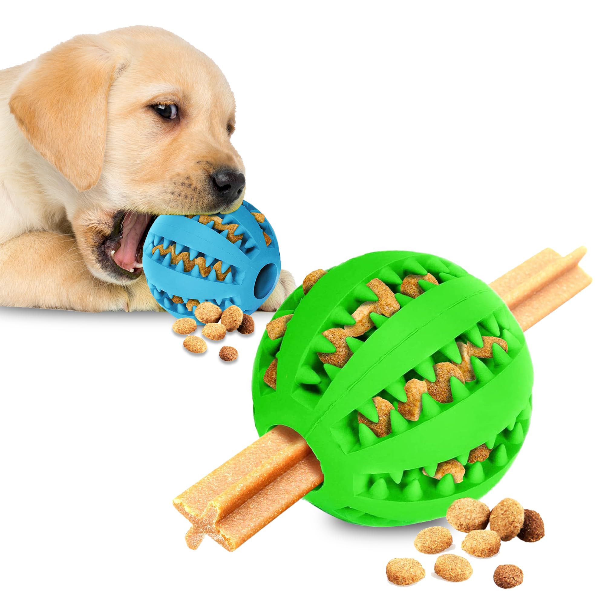 Interactive Dog Treat Dispensing Ball for chewing and slow feeding