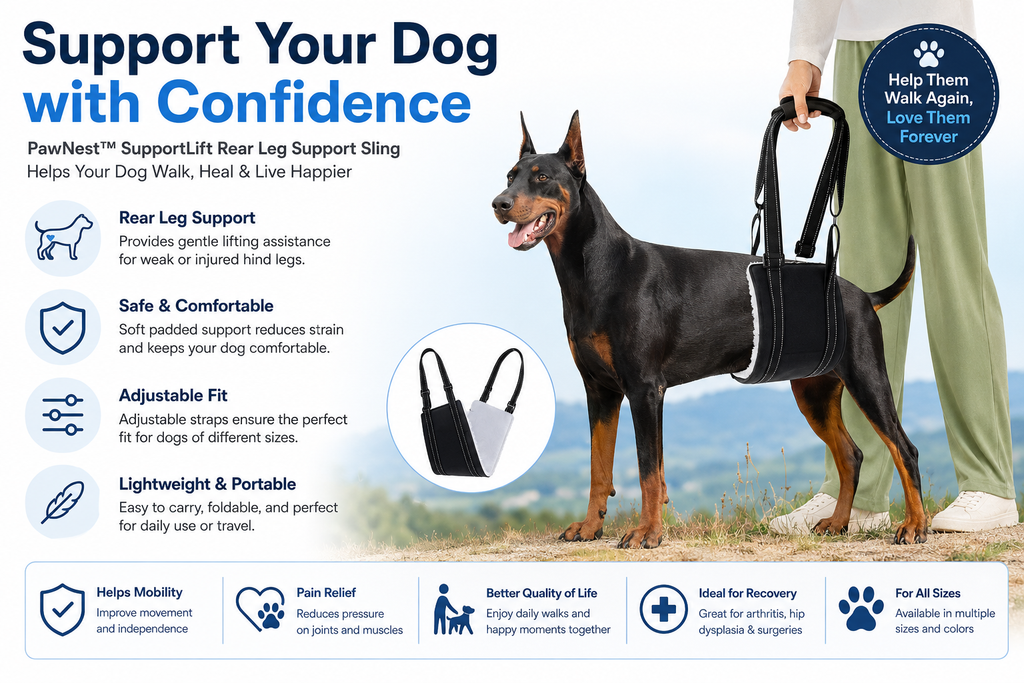 PawNest™ SupportLift Rear Leg Support Sling – Adjustable Dog Lift Harness