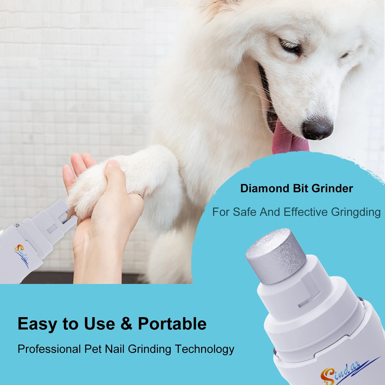 PawNest™ Quiet Dog Nail Grinder – Rechargeable Pet Nail Trimmer with LED Light