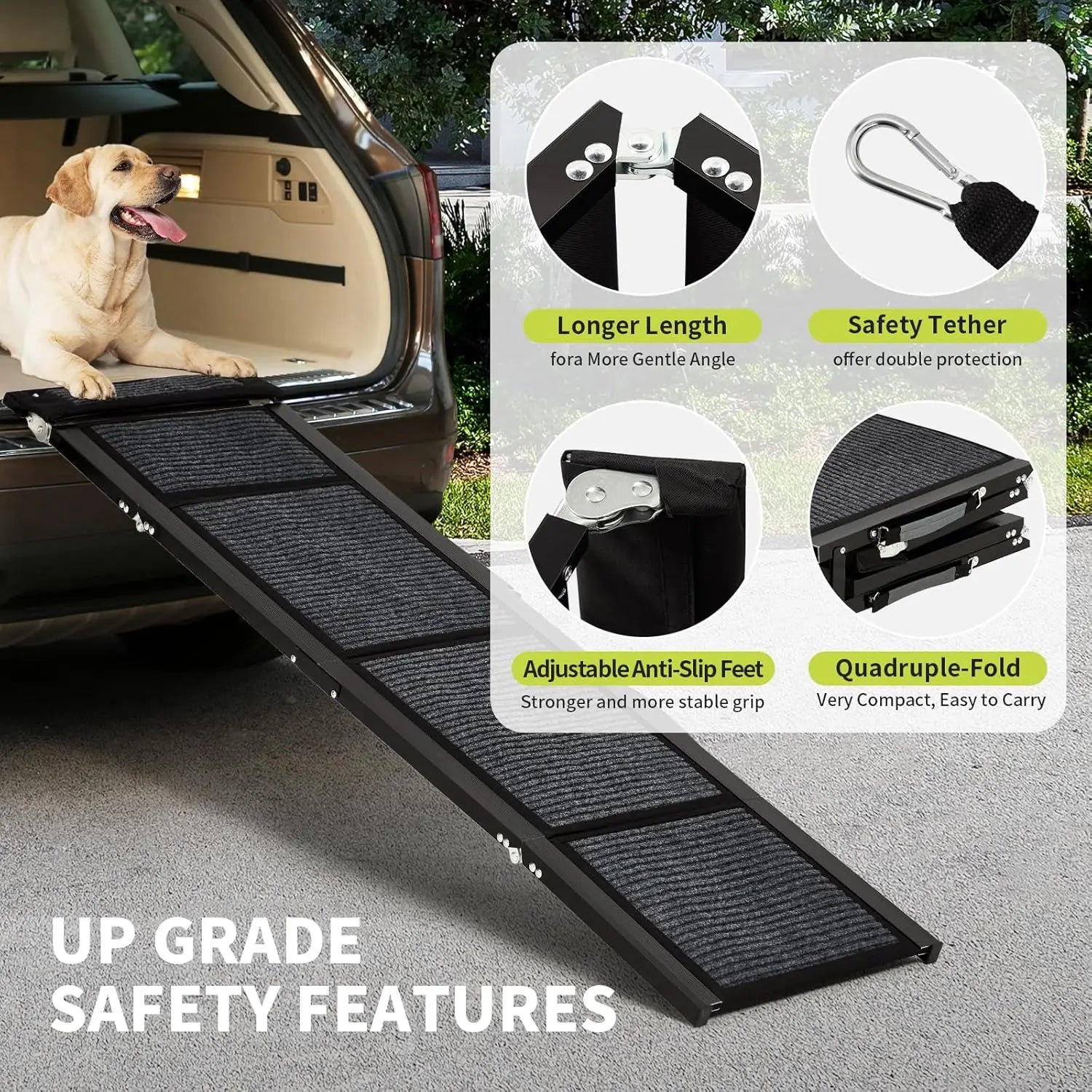 PawNest™ FoldEase Dog Car Ramp | Folding Non-Slip Ramp for Large Dogs