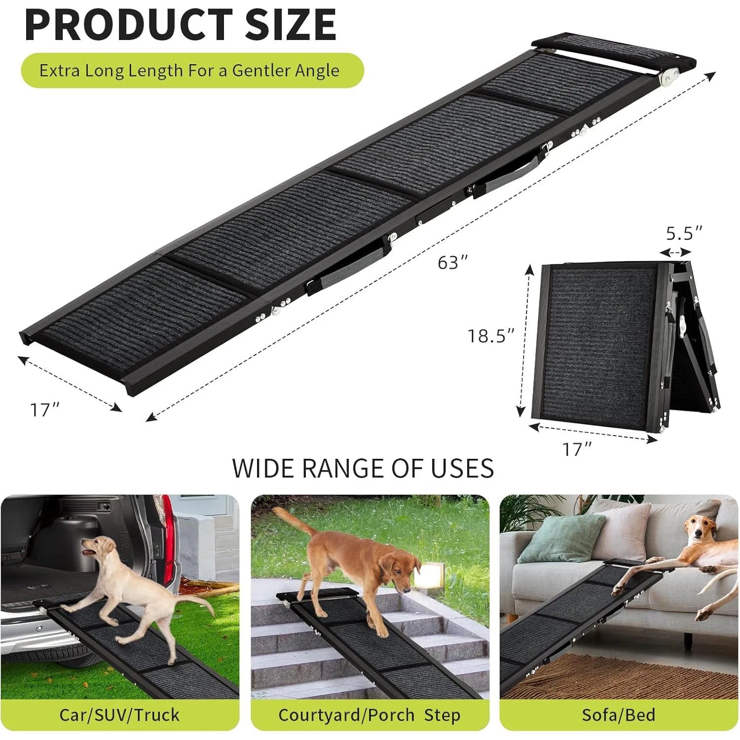 PawNest™ FoldEase Dog Car Ramp | Folding Non-Slip Ramp for Large Dogs